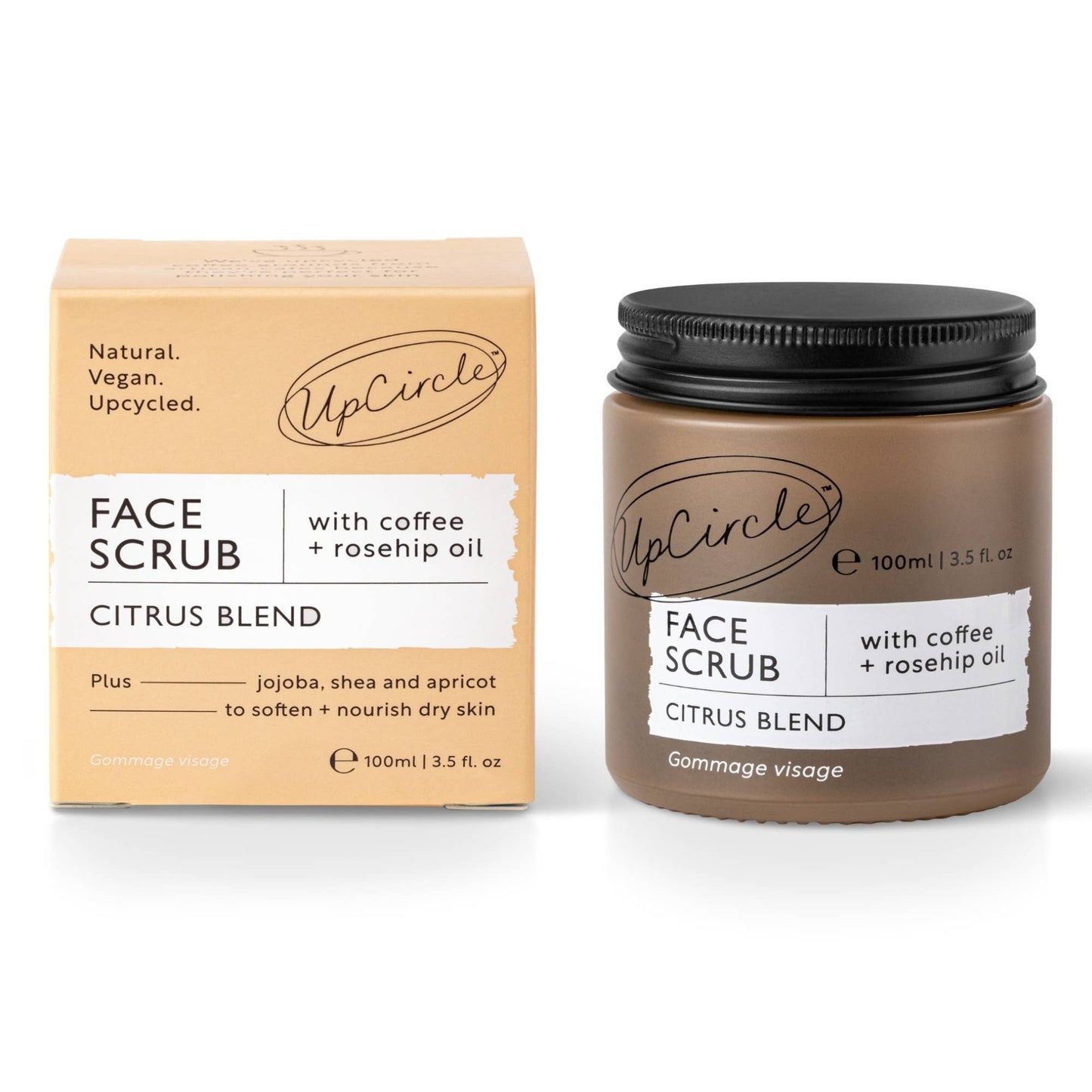 UpCircle Zero Waste Vegan Face Scrub with Coffee + Rosehip Citrus blend Exfoliator