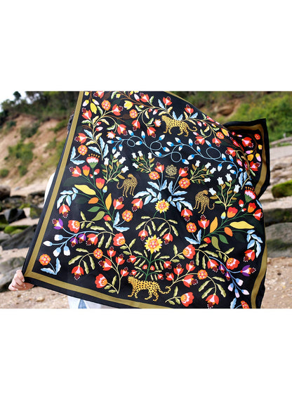 Jessie Zhao Double Sided Silk Scarf of Night Imagination