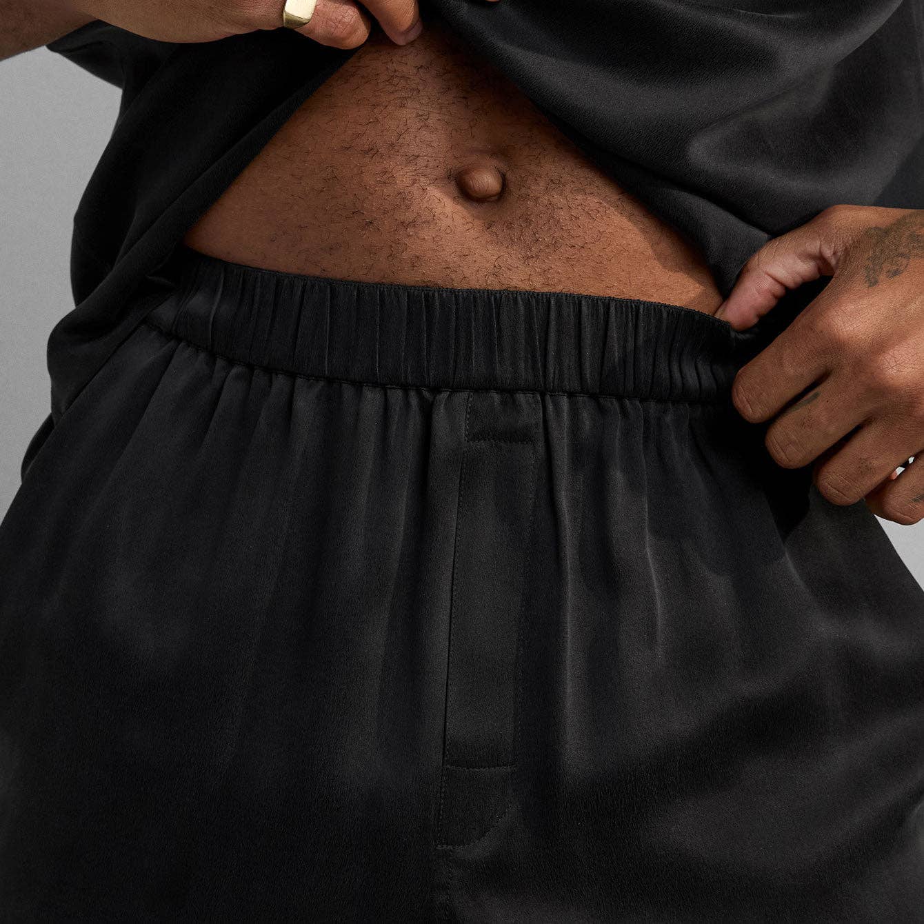 Men's Washable Silk Button Up Short Set