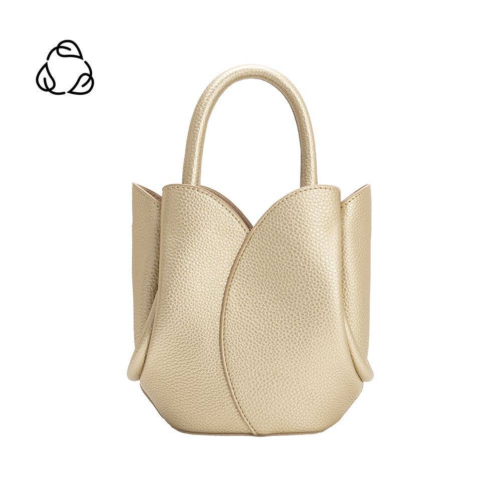 Melie Bianco Tulip Mini Metallic Gold Recycled Vegan Leather Handbag