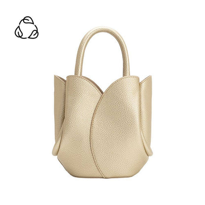 Melie Bianco Tulip Mini Metallic Gold Recycled Vegan Leather Handbag