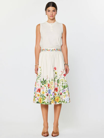 Current Air Floral Printed A-line Midi Skirt