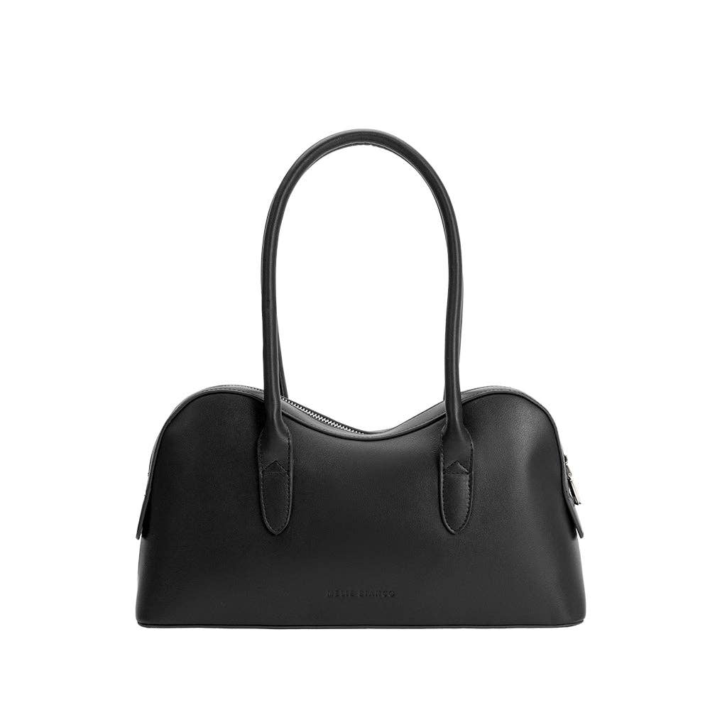 Melie Bianco Tilda Black Recycled Vegan Leather Shoulder Bag