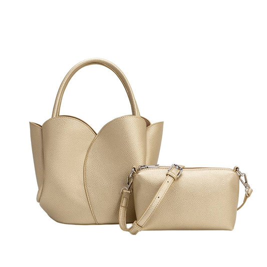 Melie Bianco Tulip Gold Recycled Vegan Leather Top Handle Bag