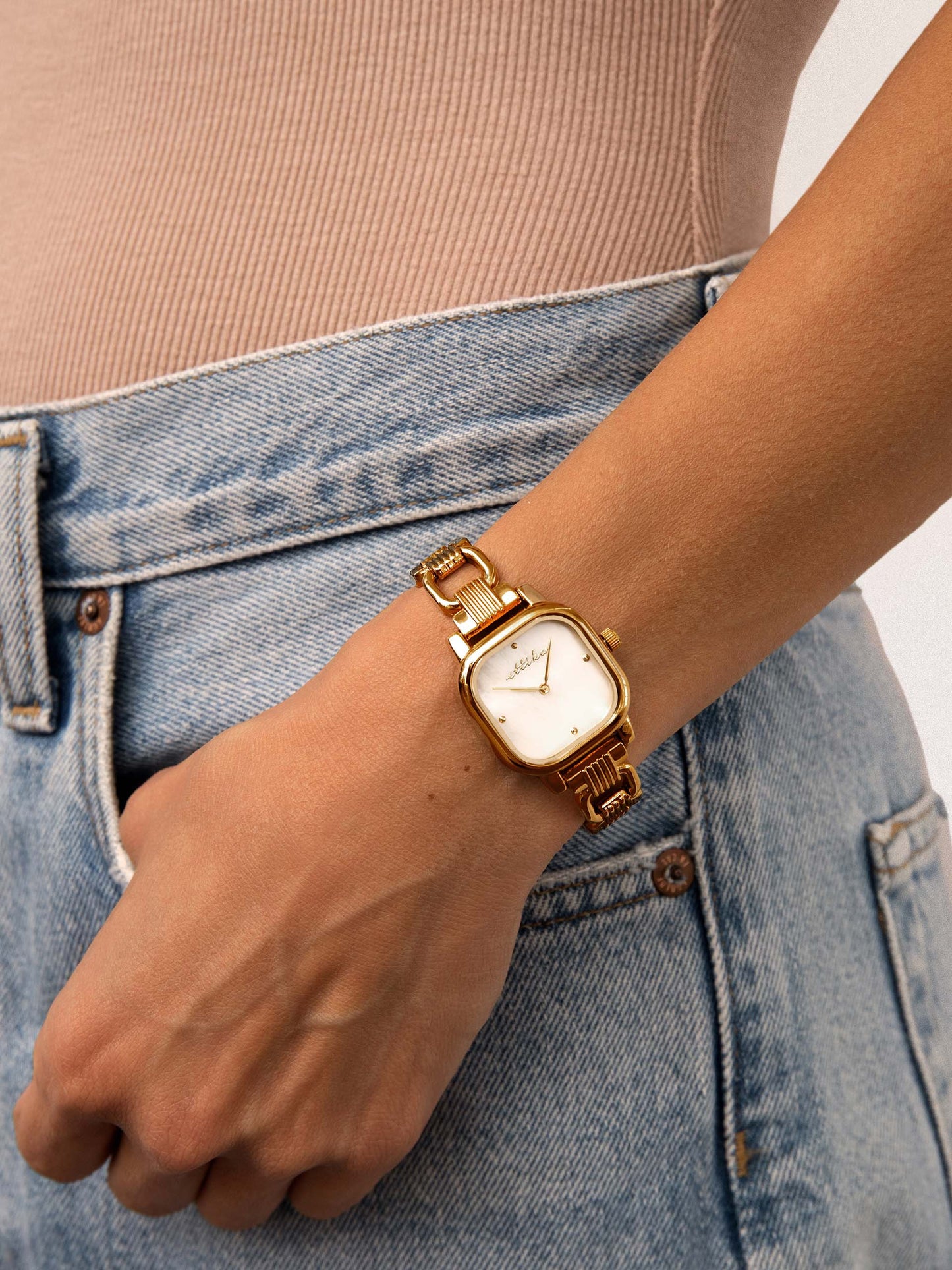 Ettika Classic Square Gold Bracelet Watch