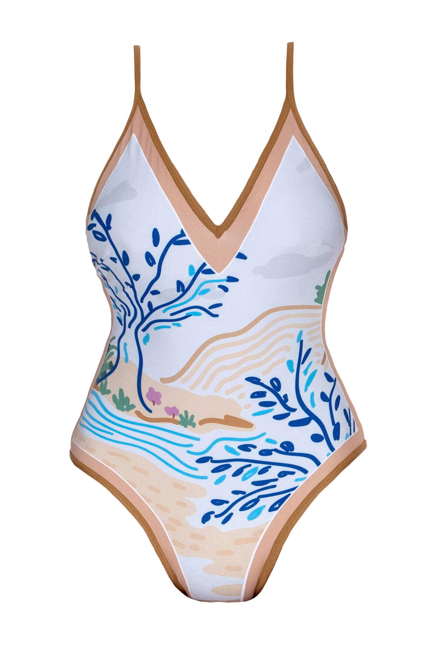 Jessie Zhao Pink Garden Reversible V-Neck One-Piece Swimsuit