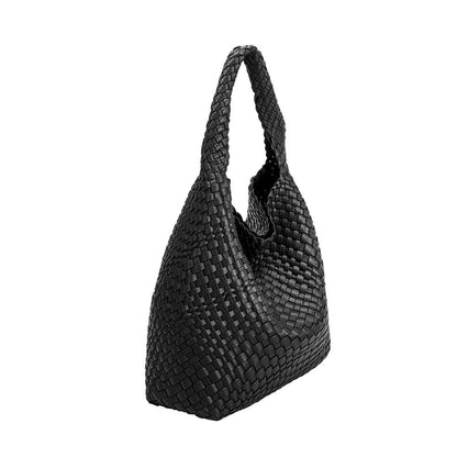 Melie Bianco Johanna Black Recycled Vegan Leather Shoulder Bag