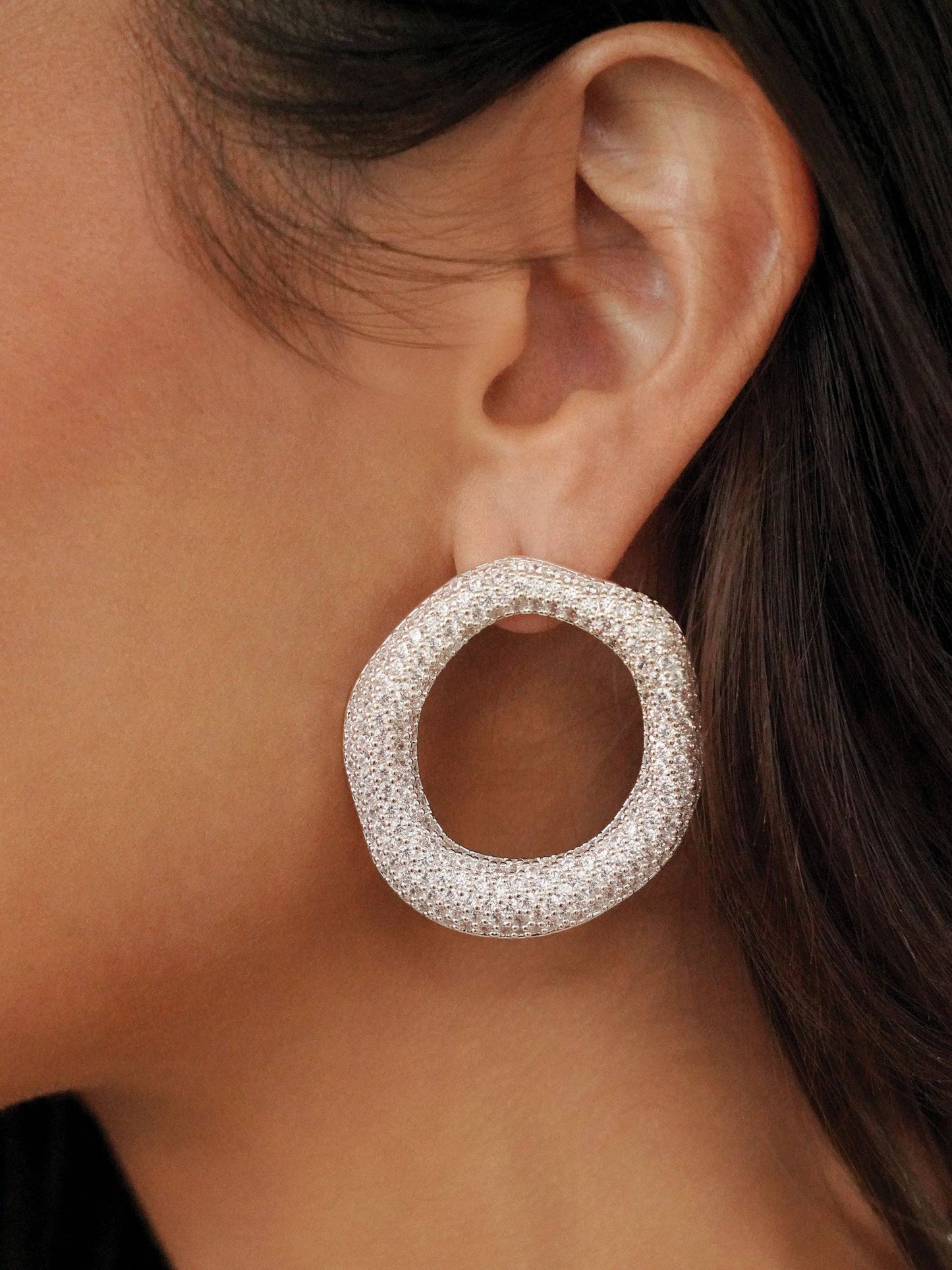 Ettika Open Circle Pavè Earrings