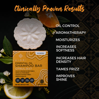 Viori Rice Water Shampoo Bar | Citrus Zest EO | Oily Hair