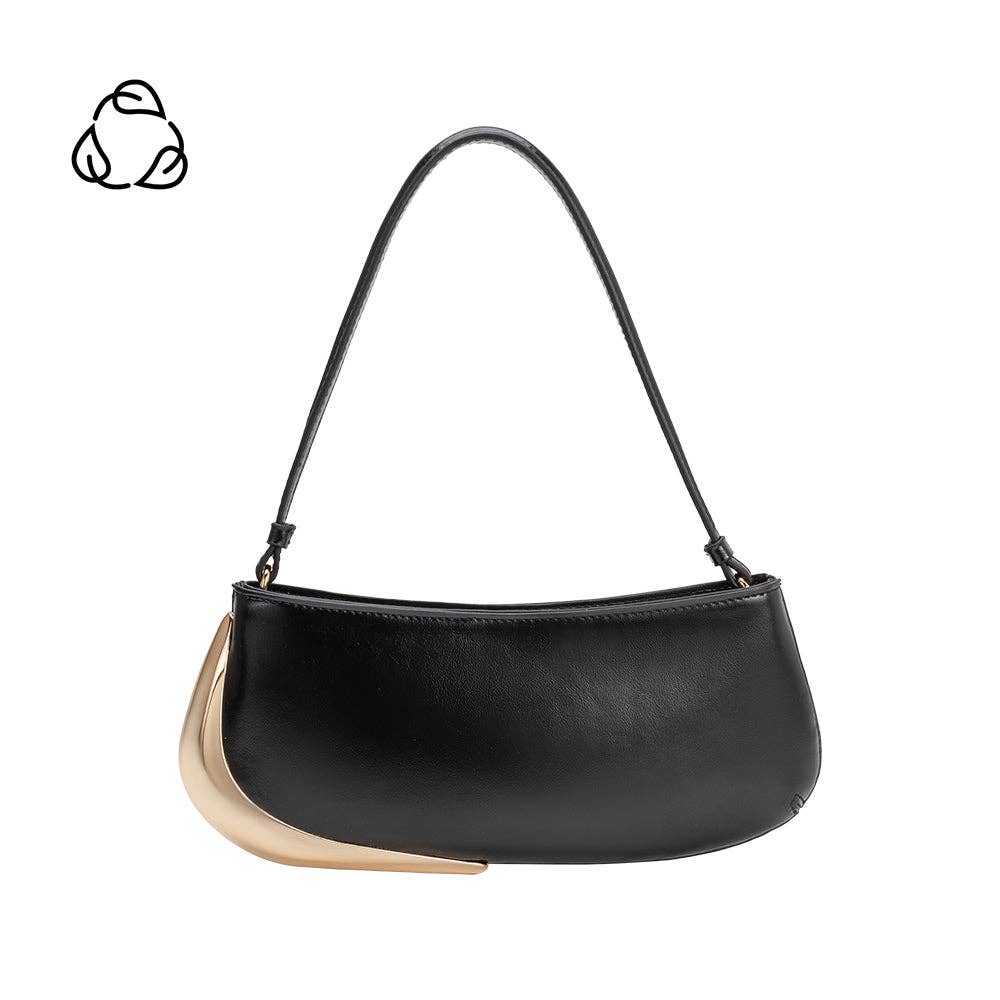 Melie Bianco Sade Black Recycled Vegan Leather Shoulder Bag