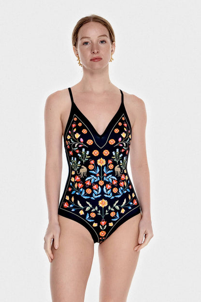 Jessie Zhao Night Imagination Reversible V-Neck One-Piece Swimsuit