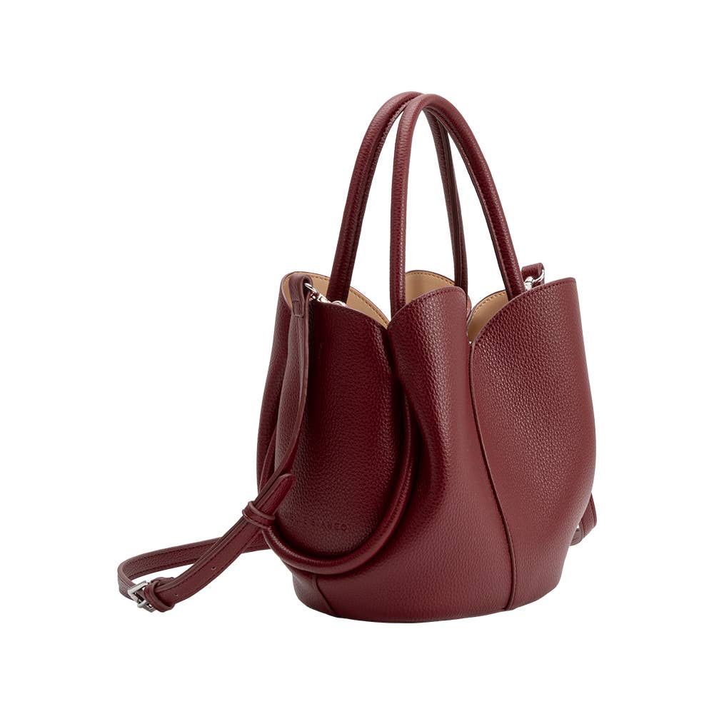 Melie Bianco Tulip Burgundy Recycled Vegan Leather Top Handle Bag
