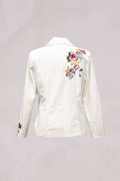 Paparazzi Woven Yarn Dyed Embroided Pin Stripe Blazer And Pants Set