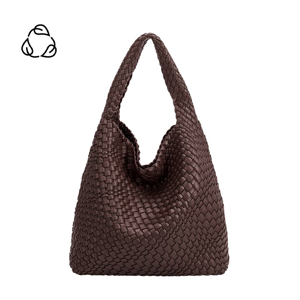 Melie Bianco Johanna Espresso Recycles Vegan Leather Shoulder Bag