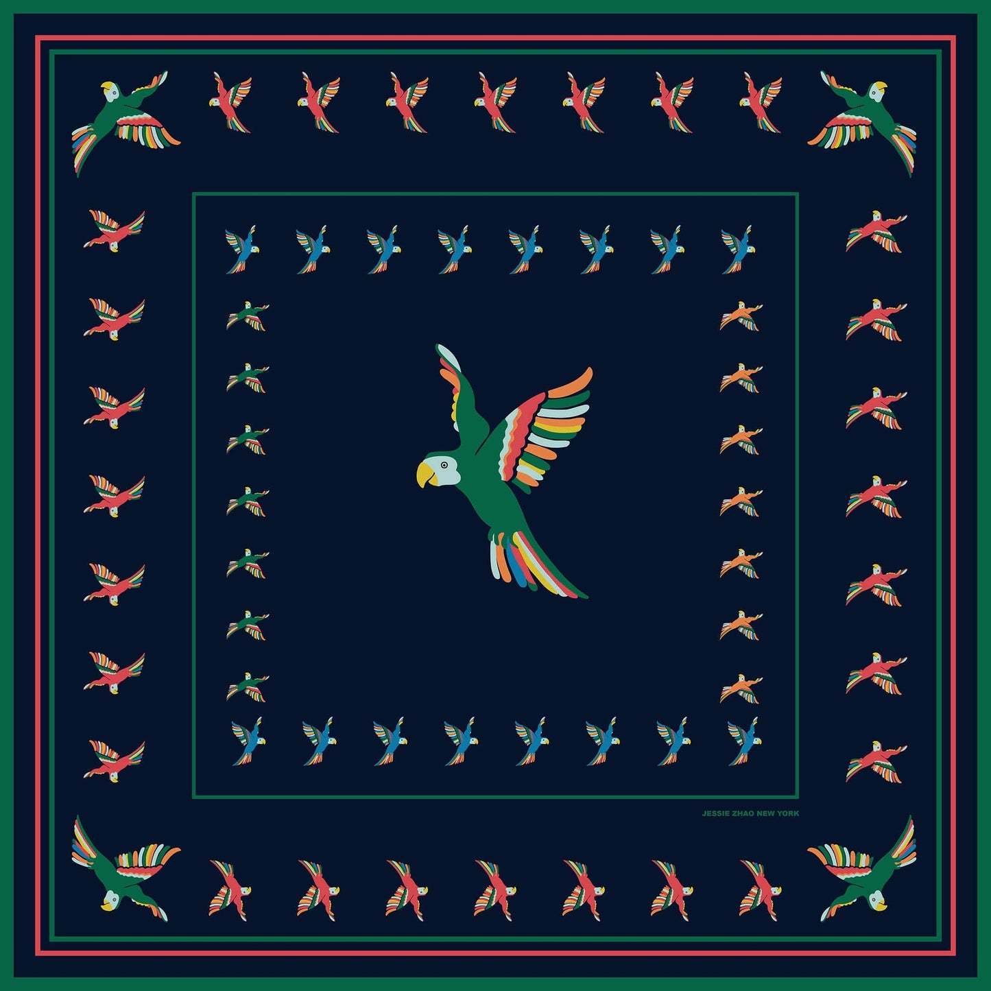 Jessie Zhao Sky Parade Double Sided Silk Scarf