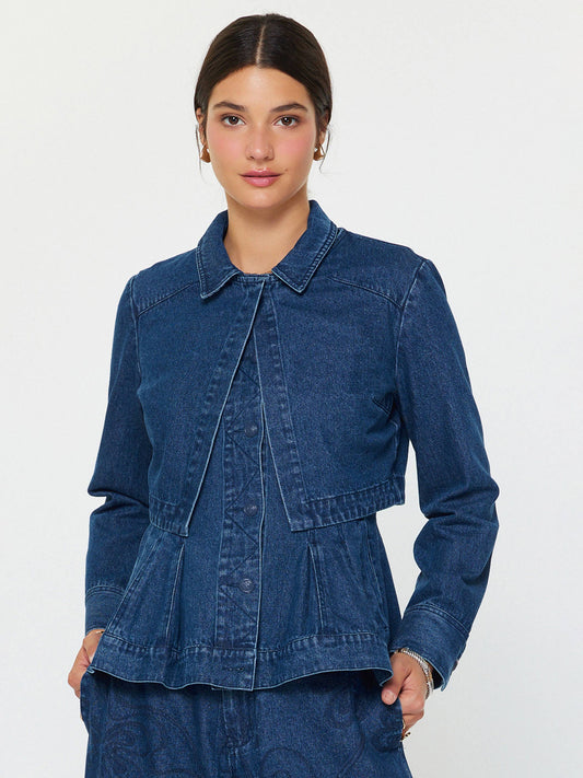 Current Air Layered Blue Denim Jacket & Vest Set
