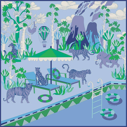 Jessie Zhao Double Sided Silk Scarf Jungle Party
