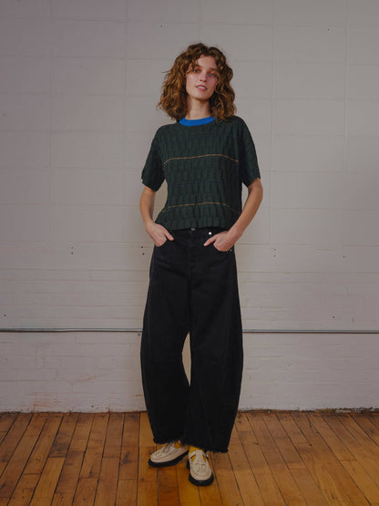 The Endery Wiggle Stripe Knit Grid Tee in the Calathea Palette