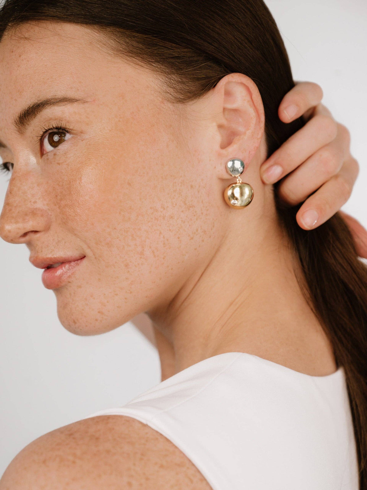 Ettika Polished Double Pebble Drop Earrings