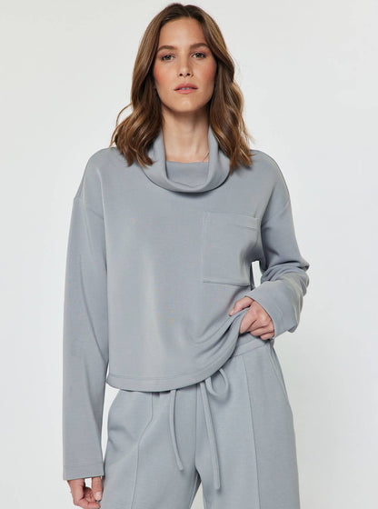 Current Air Cowl Neck Pullover Sweatshirt and Wide Leg Pants Set