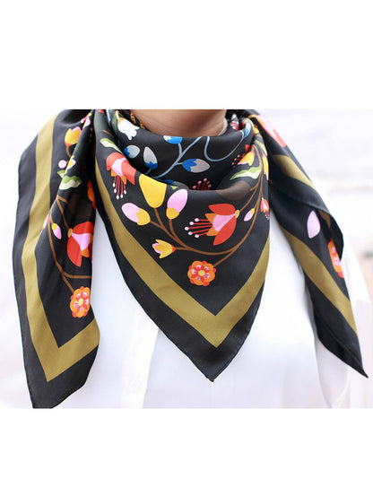 Jessie Zhao Double Sided Silk Scarf of Night Imagination