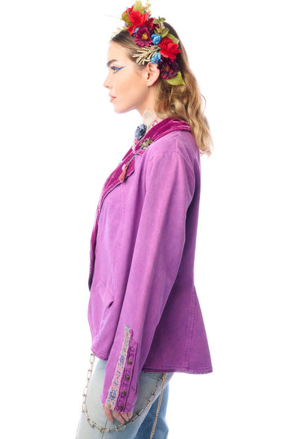 Aratta Colonel Jacket - Violet | French Terry Jacket | Velvet Blazer