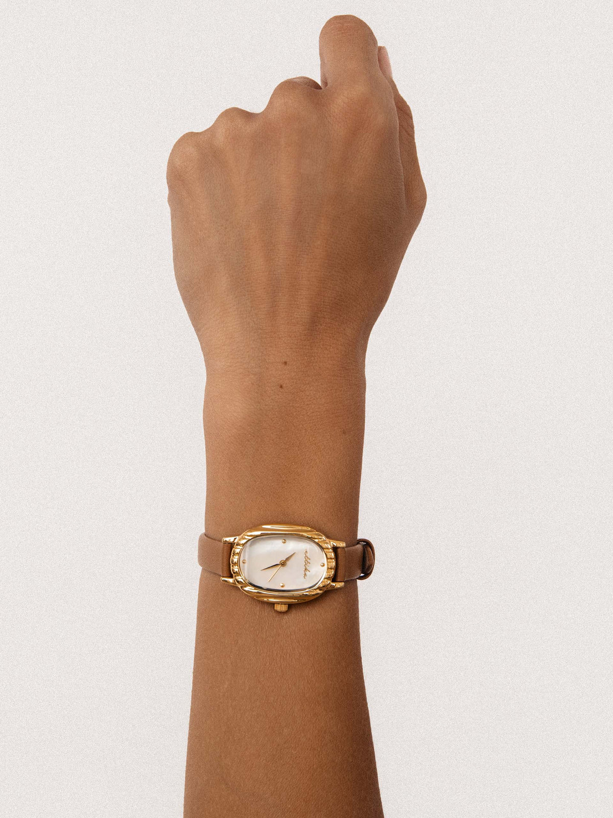 Ettika Timeless Texture Cognac Leather Watch
