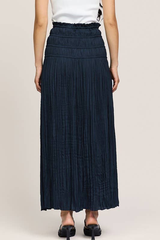 Cyrrent Air Crinkled Smocked Waist Maxi Skirt