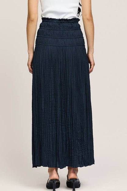 Cyrrent Air Crinkled Smocked Waist Maxi Skirt