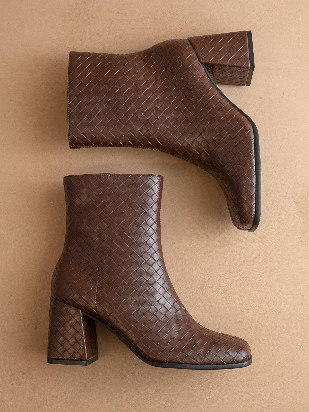 Oasis Society The Demi | Coffee Woven Block Heel Ankle Fall Boot