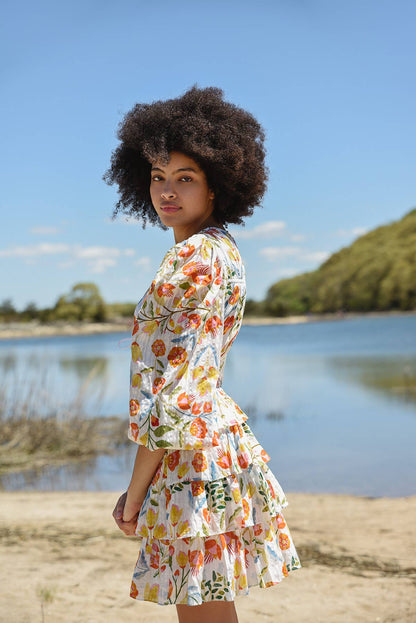 Jessie Zhao Flower Land Cotton Viscose Voile Mini Dress