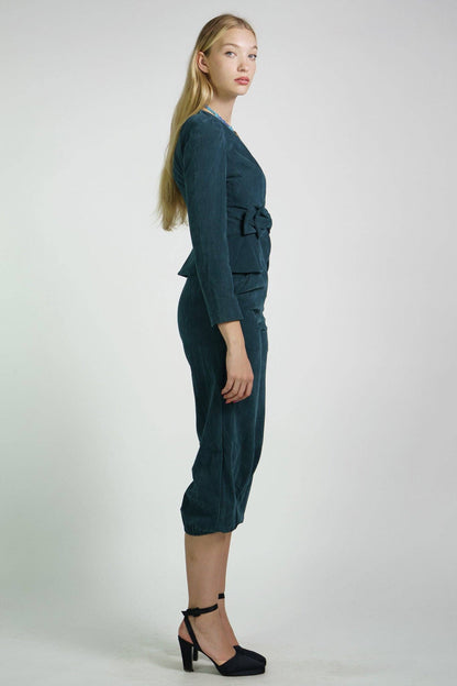 Kristinit Teal Velvet "Bel Age" Pants