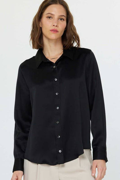 Current Air 100% Silk Button Down Long Sleeve Blouse