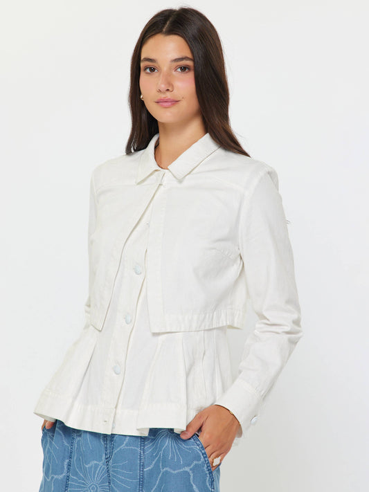 Current Air Layered White Denim Jacket & Vest Set