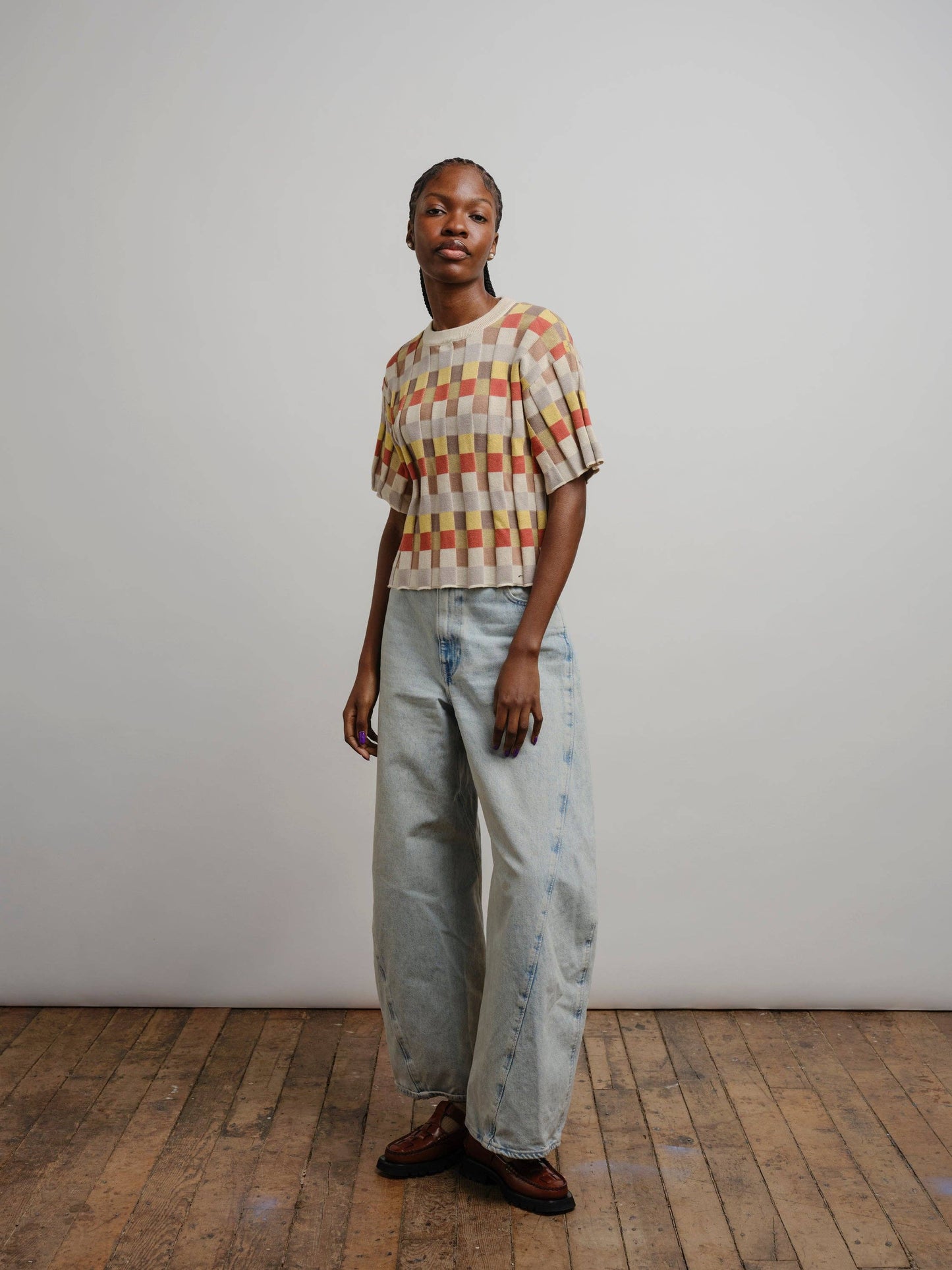 The Endery Anni Grid Plaited Tee - Elemental