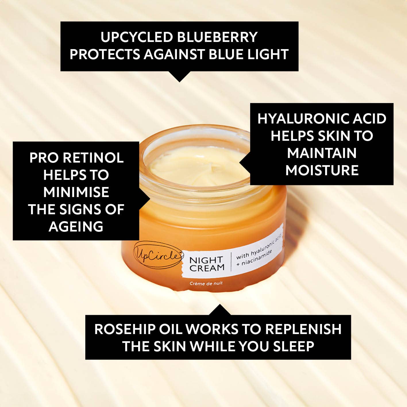 UpCircle Eco Anti-Aging Spa Night Cream with Hyaluronic Acid and Niacinamide