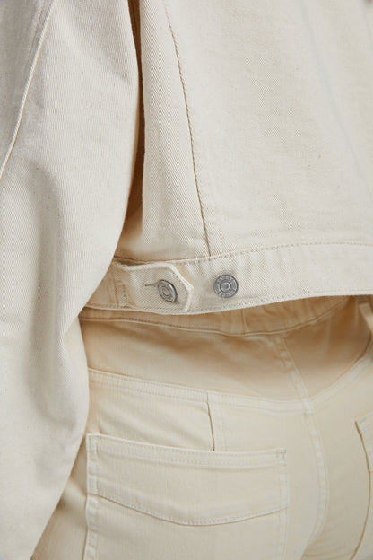 Bayeas Cropped Natural Cream Long Sleeve Denim Jacket
