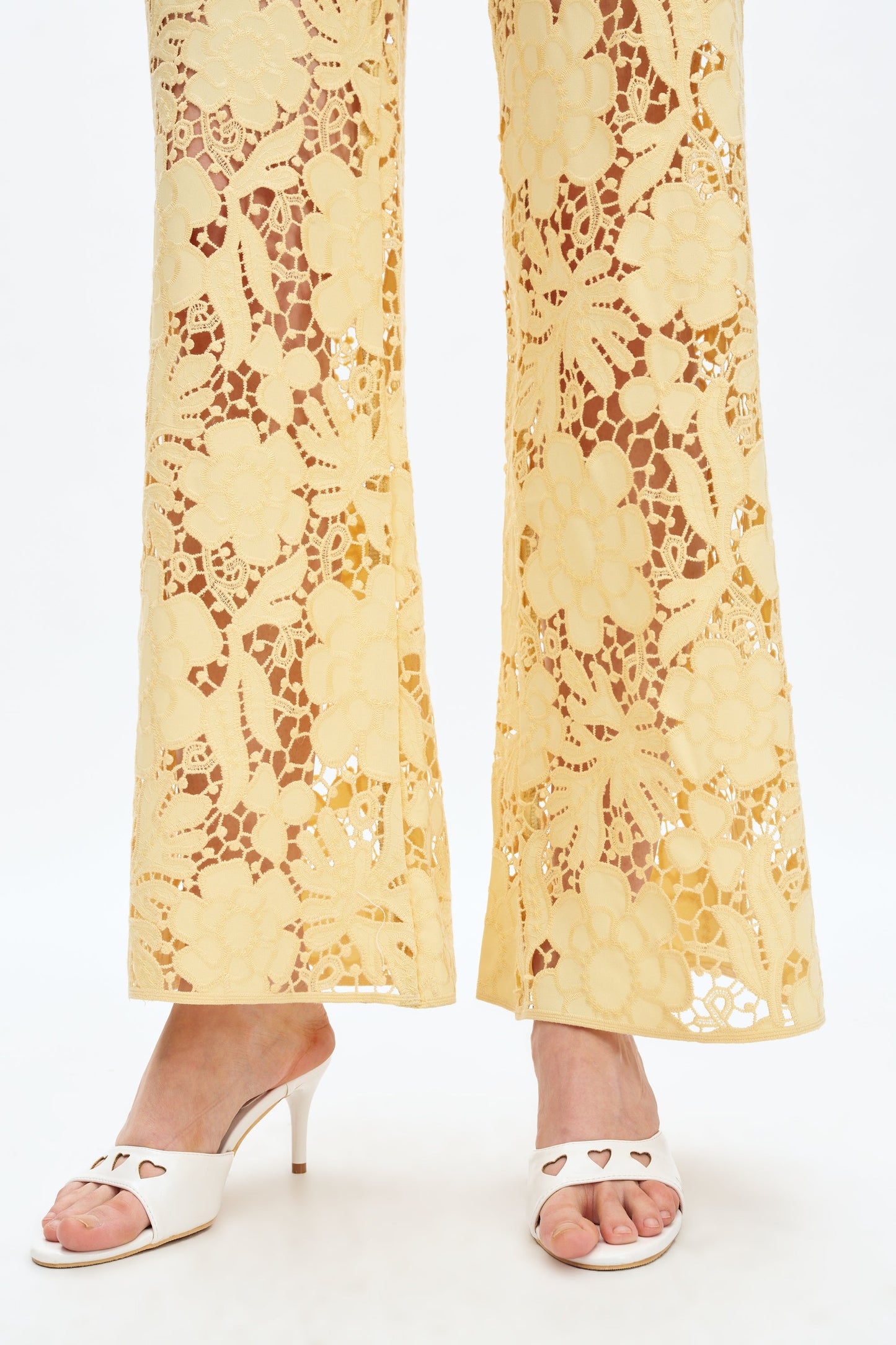 Bayeas Flora high Rise Butter Yellow wide leg jeans