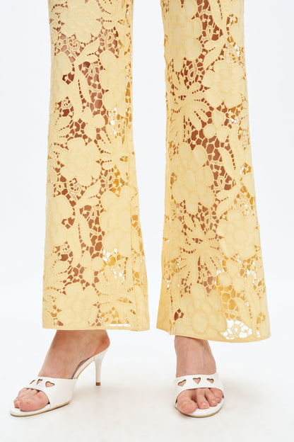 Bayeas Flora high Rise Butter Yellow wide leg jeans
