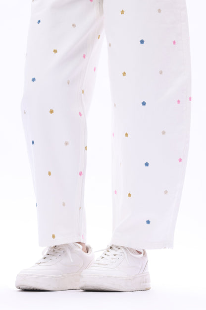 Bayeas Berlin High Rise Barrel Jeans with Multicolor Embroidery