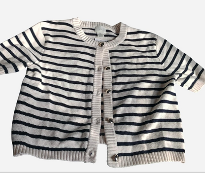 NWT H&M Black and White Striped Knitted Cropped Cardigan Size M