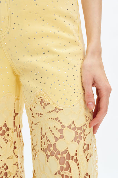 Bayeas Flora high Rise Butter Yellow wide leg jeans