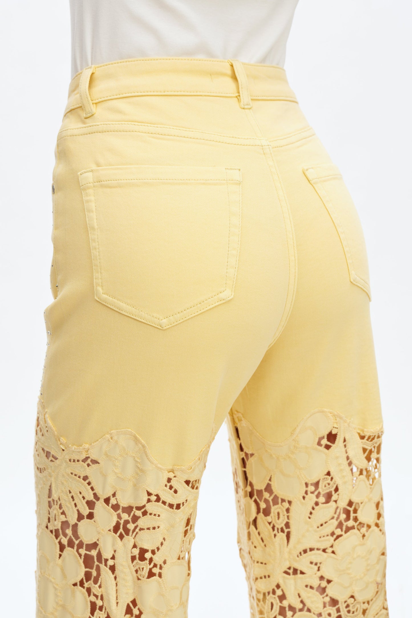Bayeas Flora high Rise Butter Yellow wide leg jeans