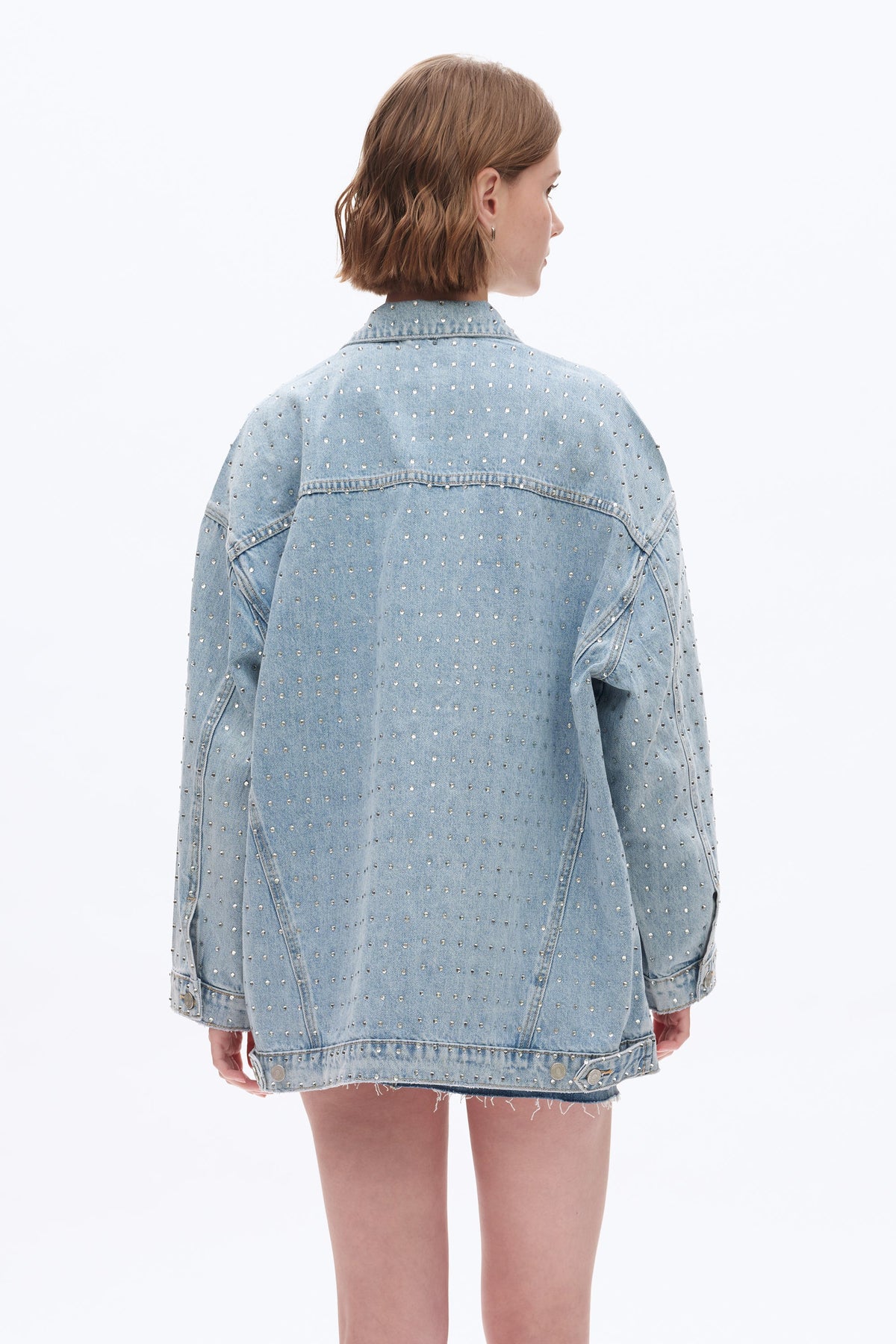 Bayeas Light Wash Embellished Long Sleeve Denim Jacket