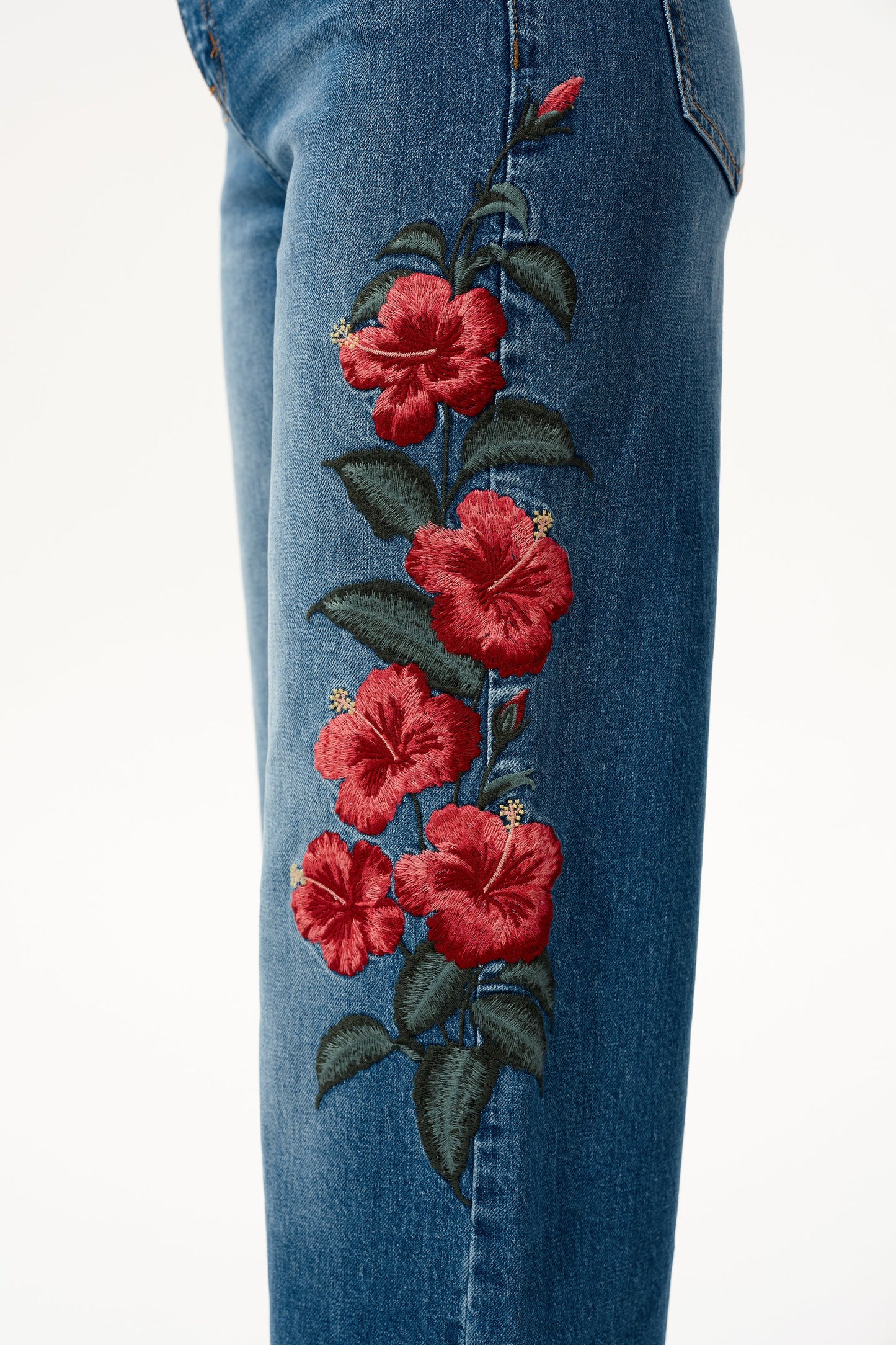 Bayeas Paris Embroidered High Rise Straight Leg Jeans