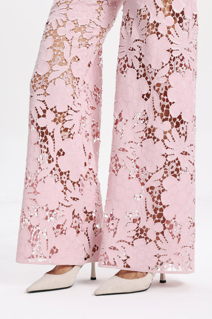 Bayeas Flora high Rise Lavender Pink Wide Leg Jeans