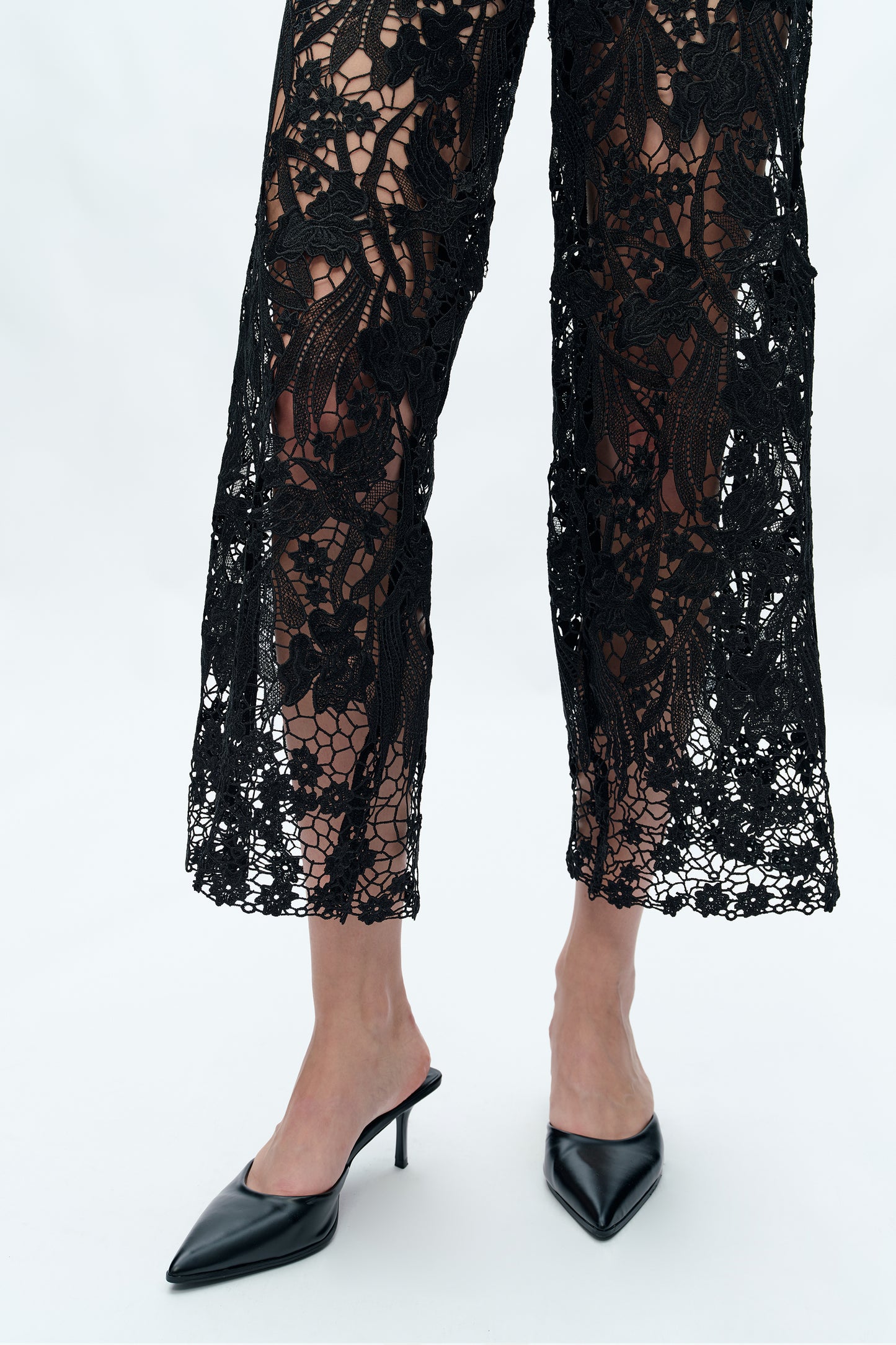 Bayeas Crystal Embellished Black Lace Jeans