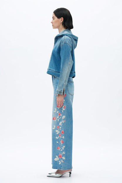 Bayeas Tokio 32" Floral Embroidered High Rise Barrel Jeans