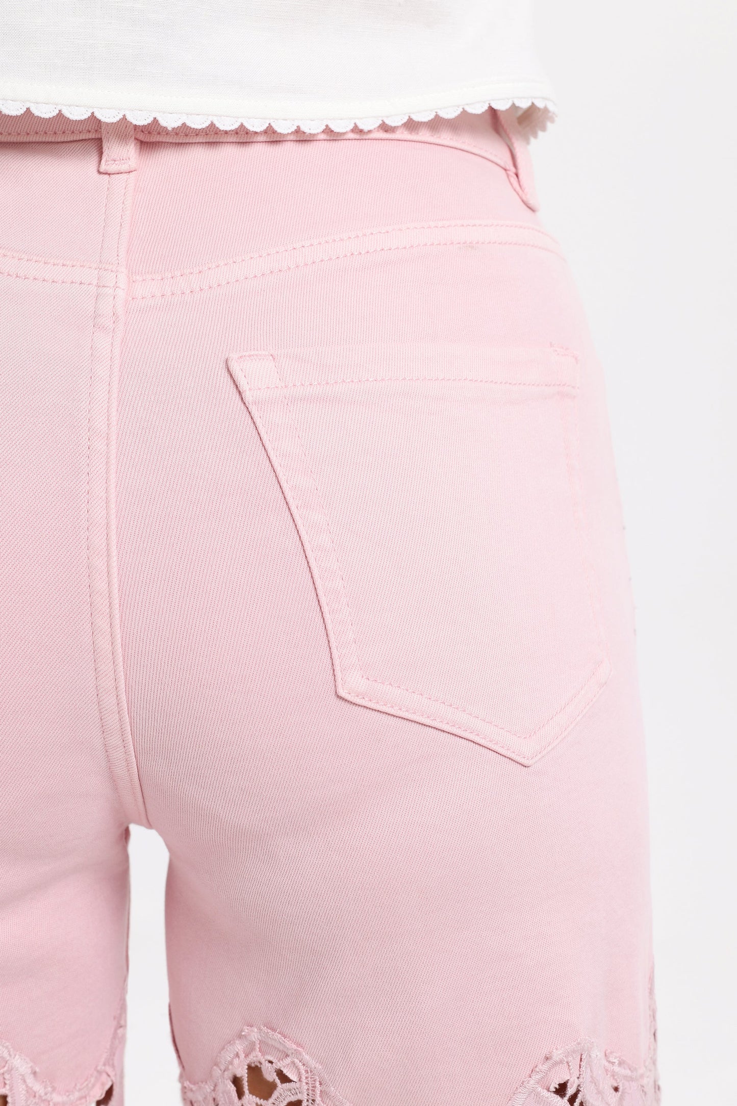 Bayeas Flora high Rise Lavender Pink Wide Leg Jeans