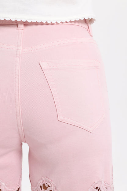 Bayeas Flora high Rise Lavender Pink Wide Leg Jeans